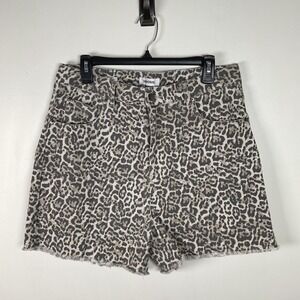 Vigoss Ace Cutoff Shorts Size 32‎ Leopard Print Frayed Hem Denim